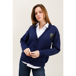  CARDIGAN MAILLE COEUR<br>Bleu