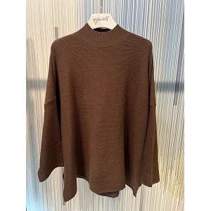  PULL OVERSIZE COL  MONTANT<br>Marron
