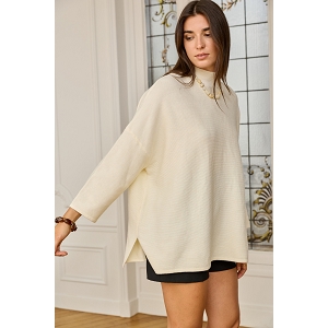  PULL OVERSIZE COL  MONTANT<br>Beige