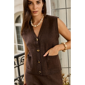  GILET AVEC BOUTON<br>Marron