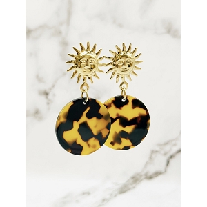 SCARPY CREATION BOUCLES OREILLES LEOPARD RONDE<br>Marron