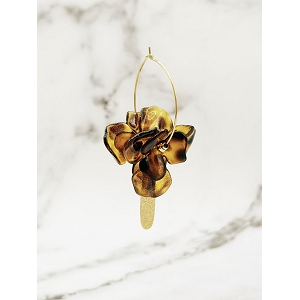 SCARPY CREATION BOUCLES OREILLES CREOLES A FLEURS<br>Marron