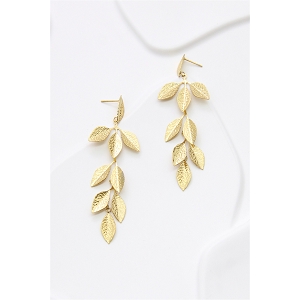  BOUCLES OREILLES FEUILLAGE PENDANT<br>Or