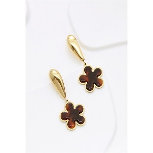  BOUCLES OREILLES FEUILLE GOUTE DOREE<br>Or