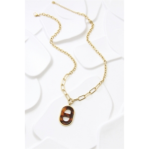  COLLIER PENDANTIF ECAILLE<br>Marron