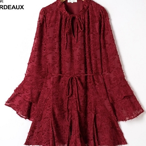  ROBE COURTE VELOURS<br>Rouge