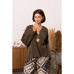  PULL DOUBLE FLEURS<br>Vert