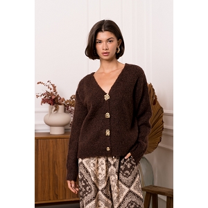  CARDIGAN GROS BOUTONS<br>Marron