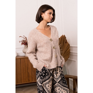  CARDIGAN GROS BOUTONS<br>Beige