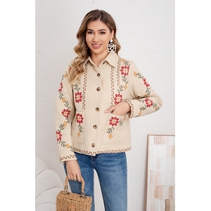  VESTE FLEURIE<br>Beige