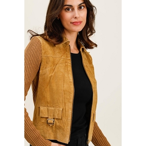 SCARPY CREATION BLOUSON CUIR SUEDE<br>Naturel