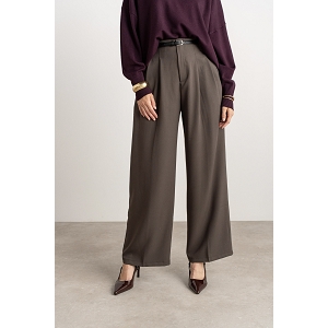  PANTALON TAILLEUR AVEC CEINTURE<br>Marron