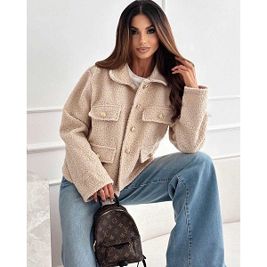 SCARPY CREATION VESTE BOUCLEE A BOUTON DOREE<br>Beige