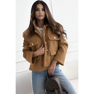SCARPY CREATION VESTE BOUCLEE A BOUTON DOREE<br>Naturel