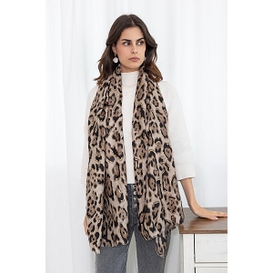  FOULARD LEOPARD DORURE<br>Beige