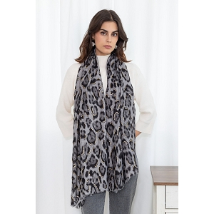 SCARPY CREATION FOULARD LEOPARD DORURE<br>Noir