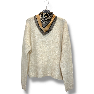 JUPE LONGUE A FLEUR PULL FOULARD:Beige