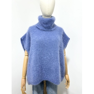 SCARPY CREATION PULL COL ROULE SANS MANCHE KID MOHAIR<br>Bleu