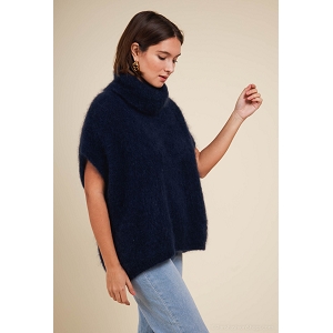 SCARPY CREATION PULL COL ROULE SANS MANCHE KID MOHAIR<br>Bleu
