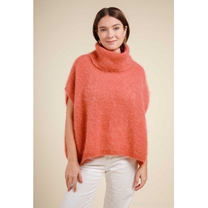 SCARPY CREATION PULL COL ROULE SANS MANCHE KID MOHAIR<br>Rose