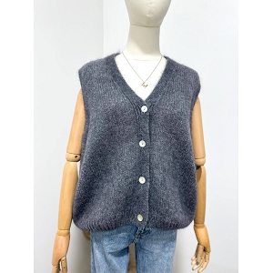  GILLET SANS MANCHE  MOHAIR<br>Gris