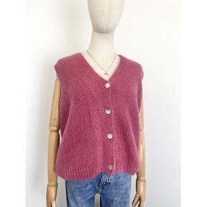  GILLET SANS MANCHE  MOHAIR<br>Rose