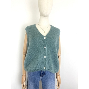  GILLET SANS MANCHE  MOHAIR<br>Bleu