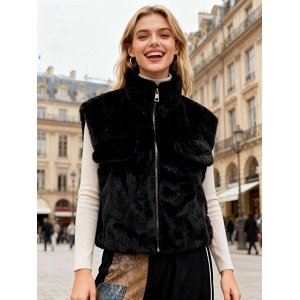  GILET FOURRURE<br>Noir