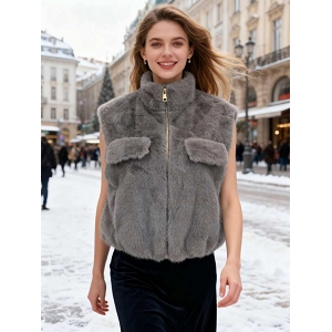  GILET FOURRURE<br>Gris