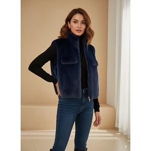  GILET FOURRURE<br>Bleu