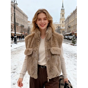  GILET FOURRURE<br>Gris