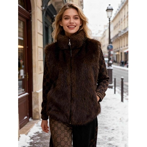  GILET FOURRURE MINERALE<br>Marron
