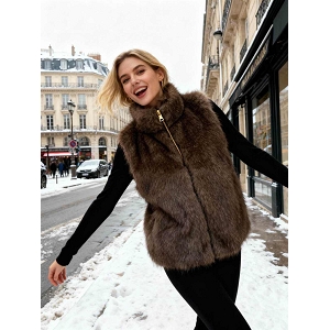  GILET FOURRURE MINERALE<br>Marron