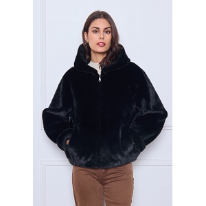 SCARPY CREATION DOUDOUNE A CAPUCHE FAUSSE FOURURE<br>Noir