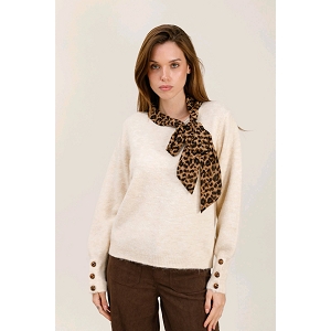 SCARPY CREATION PULL FOULARD TROIS BOUTONS<br>Beige