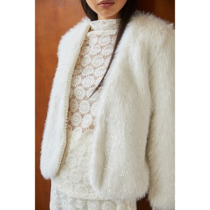  CARDIGAN FOURRURE<br>Blanc