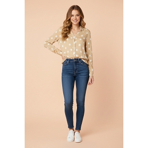 GILET INVERSÉ CHEMISE POIS:Beige