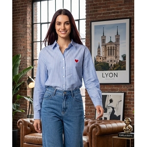 CHEMISE GRAND NOEUD CHEMISE COEUR ROUGE:Bleu