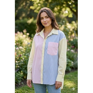  CHEMISE RAYEE OVER SIZE<br>Jaune