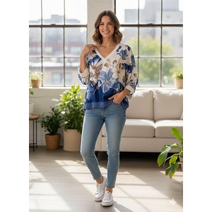  CHEMISE SOIE IMPRIMEE<br>Bleu