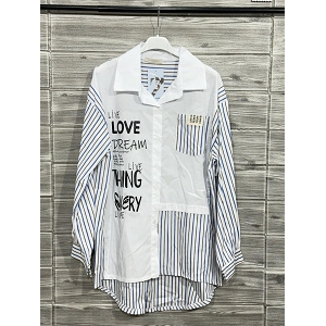  CHEMISE RAYURE INSCRIPTION<br>Blanc