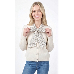 SCARPY CREATION CARDIGAN ET NOEUD FLEURI<br>Beige