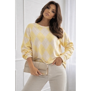  PULL CARREAUX<br>Jaune