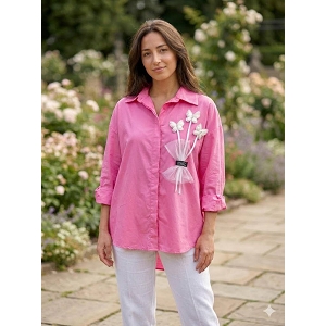  CHEMISIER FLEURI<br>Rose