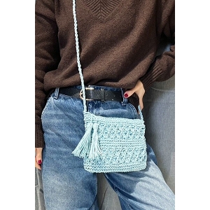 SCARPY CREATION SAC BANDOULIERE EN PAILLE<br>Bleu