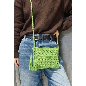 SCARPY CREATION SAC BANDOULIERE EN PAILLE<br>Vert