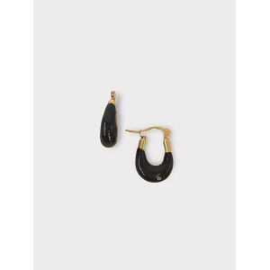 SCARPY CREATION BOUCLE OREILLE CREOLE EMAILLEE<br>Noir