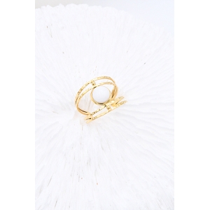  BAGUE PIERRE NATURELLE<br>Blanc