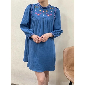  ROBE COL FLORAL<br>Bleu