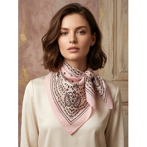  FOULARD CARRE IMPRIME<br>Rose